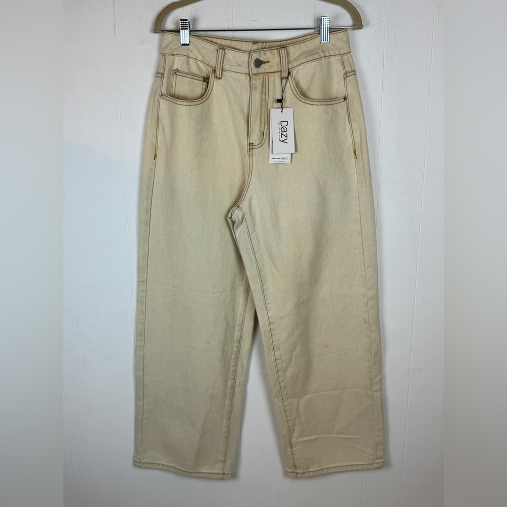 Dazy Cream Wide-Leg Jeans Size M